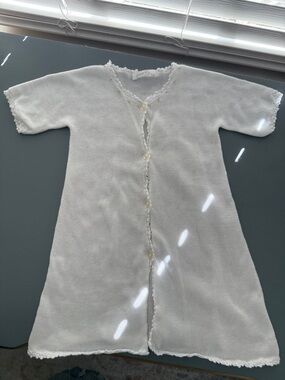 White Knit Baby Sleep Gown - Classic Button Front Baby Girl
